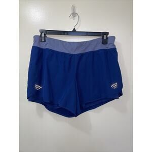 Avia Women’s 12-14 Blue Running Shorts Back Key Pocket Moisture Wicking